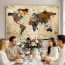 Rustic Watercolor World Map Canvas Wall Art – Framed Travel
