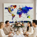 World Map Wall Art Canvas Print, Modern Decorative Framed