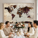 World Map Canvas Triptych – Colorful Global Wall Art for