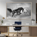 Wild Horses Wall Art Canvas Print – Framed Black and White