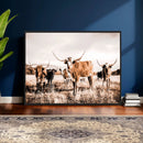 Texas Longhorn Cattle Wall Art Canvas Print, Sepia Western by MyGreatCanvas | Canvas Wall Art Prints | Photo Prints & Wall Decor