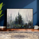 Misty Pine Forest Oil Painting Canvas — Dark Moody Teal Grey by MyGreatCanvas | Canvas Wall Art Prints | Photo Prints & Wall Decor