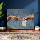 Funny Bathroom Canvas Wall Art, Michelangelo Creation of by MyGreatCanvas | Canvas Wall Art Prints | Photo Prints & Wall Decor
