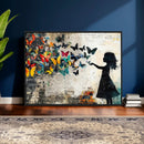 Banksy Butterfly Girl Wall Art Canvas Print, Framed Street by MyGreatCanvas | Canvas Wall Art Prints | Photo Prints & Wall Decor