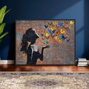 Urban Banksy Butterfly Girl Wall Art Canvas Print, Framed by MyGreatCanvas | Canvas Wall Art Prints | Photo Prints & Wall Decor