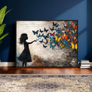 Banksy Butterfly Girl Wall Art Canvas Print, Framed Street by MyGreatCanvas | Canvas Wall Art Prints | Photo Prints & Wall Decor