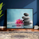 Zen Canvas Wall Art Lotus Flower Stacked Stones Teal Spa by MyGreatCanvas | Canvas Wall Art Prints | Photo Prints & Wall Decor
