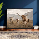 Rustic Texas Longhorn Cow Canvas Wall Art Print, Rustic Farm Animal Photography Print, Farmhouse Country Decor, Western Ranch Art by MyGreatCanvas | Canvas Wall Art Prints | Photo Prints & Wall Decor