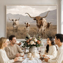 Rustic Texas Longhorn Cow Canvas Wall Art Print, Rustic Farm Animal Photography Print, Farmhouse Country Decor, Western Ranch Art