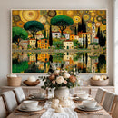 Gustav Klimt Golden Cityscape Wall Art Canvas Print,