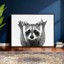 Funny Raccoon Canvas Wall Art, Black White Hands Up Animal Photo Print, Humorous Wildlife Decor, Kids Room Nursery Art, Quirky Animal Gift by MyGreatCanvas | Canvas Wall Art Prints | Photo Prints & Wall Decor
