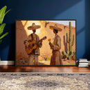 Mexican Couple Canvas Wall Art, Romantic Serenade Guitar Painting Print, Southwestern Desert Adobe Decor, Warm Golden Folk Art, Living Room Art by MyGreatCanvas | Canvas Wall Art Prints | Photo Prints & Wall Decor