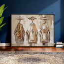 Mexican Folk Art Canvas Wall Art, Charro Poncho Sombrero Painting Print, Neutral Beige Boho Decor, Southwestern Impasto Style, Living Room Art by MyGreatCanvas | Canvas Wall Art Prints | Photo Prints & Wall Decor