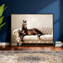 Funny Horse on Sofa Canvas Wall Art, Quirky Horse Lounging Photo Print, Whimsical Animal Decor, Living Room Conversation Art, Horse Lover Gift by MyGreatCanvas | Canvas Wall Art Prints | Photo Prints & Wall Decor