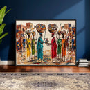 African Folk Art Canvas Wall Art, Colorful African Women Village Painting Print, Tribal Ethnic Home Decor, Vibrant African Art, Living Room by MyGreatCanvas | Canvas Wall Art Prints | Photo Prints & Wall Decor