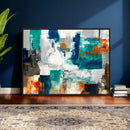Blue Teal Abstract Canvas Wall Art, Modern Textured Painting Print, Navy Orange White Contemporary Art, Neutral Living Room Decor, Office Art by MyGreatCanvas | Canvas Wall Art Prints | Photo Prints & Wall Decor