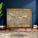 Vintage Personalized Push Pin World Map, Vintage Travel Map Canvas, Custom Names Anniversary Gift, Places Visited Pin Board, Couples Adventure Art