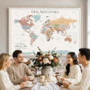 Personalized Push Pin World Map Canvas – Custom Framed