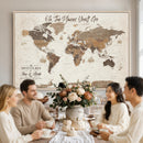 Personalized Push Pin World Map Canvas Print Custom Family