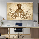 Sepia Octopus Wall Art Abstract Animal Canvas Print