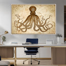 Sepia Octopus Wall Art Abstract Animal Canvas Print