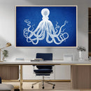 Large 3-Panel Blue Octopus Canvas Wall Art | Coastal Marine by MyGreatCanvas | Canvas Wall Art Prints | Photo Prints & Wall Decor