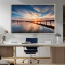 Wooden Pier on Seascape and Sunset Wall Art Canvas Print by MyGreatCanvas | Canvas Wall Art Prints | Photo Prints & Wall Decor