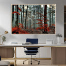 Autumn Forest Wall Art – Enchanting Red Leaves Canvas Print,