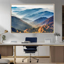 Misty Mountain Sunrise Triptych Canvas Print – Autumn