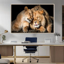 Lion and Lioness Wall Art Canvas Print – Framed African