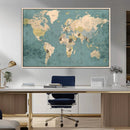 Classic World Map Canvas Print – Framed Vintage Map Wall