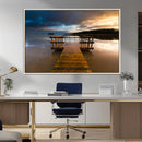 Serene Lake Pier at Sunset Canvas Print | Landscape Canvas
