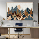 Abstract Wood Panel Effect Mountain Range Top Wall Art