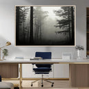 Misty Forest Wall Art Premium Canvas Print a Foggy and