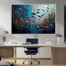 Modern Abstract Fish Shoal Wall Art Canvas Print, Colorful