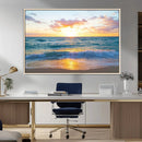 Golden Sunset Over Ocean Waves - Serene Coastal Triptych