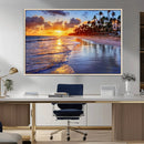 Serene Beach Sunset Wall Art Canvas- Coastal Seascape Print