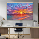 Vibrant Sunset Beach Wall Art - Ocean Sunset Canvas Print |