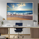 Serene Ocean Sunset Canvas Wall Art - Beach Waves at Sunset,