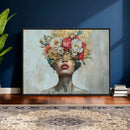 Golden Petal Wall Art Canvas Print - Silhouette Woman Wall