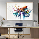 Watercolor Vibrant Octopus Wall Art Canvas Print | Abstract