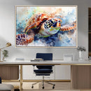 Watercolor Sea Turtle Wall Art Canvas Print - Vibrant Ocean