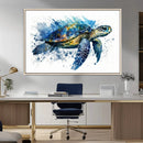 Turtle Wall Art Canvas Print, Framed Watercolor Turtle Art