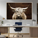 Highland Cow Wall Art Canvas Print, Rustic Farmhouse Decor,