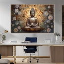 Golden Buddha Wall Art Canvas Print | Zen Meditation Floral