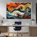 Abstract Wave Wall Art | Ready to Hang Framed Canvas Print |