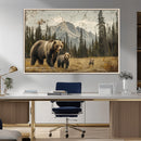Rustic Grizzly 399 Bear Family Wall Art Canvas Print