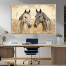 Chines Ink Style Grunge Horses Wall Art Canvas Print