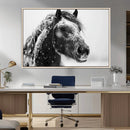 Winter Horse Canvas Print | Large 3-Panel Black White Equine