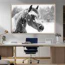 Black Horse Winter Wall Art | Ready to Hang and Framed |